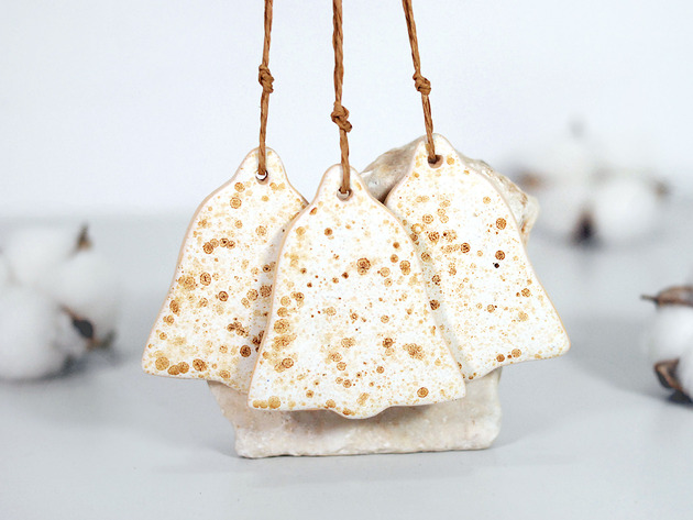 ozdoby choinkowe Ceramiczne dzwonki zestaw 3 ozdób choinkowych