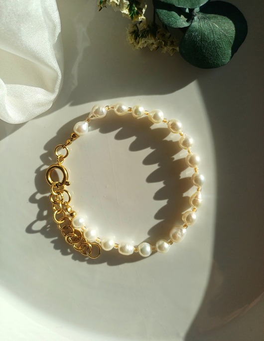 bransoletki - inne Klasyczna bransoletka z pereł naturalnych