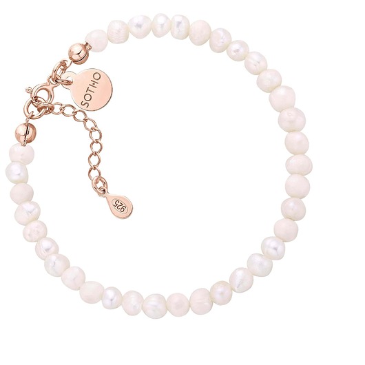 bransoletki złote Bransoletka z pereł naturalnych wykończona różowym złotem