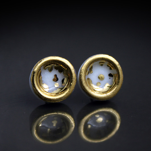 kolczyki ceramiczne Goldflakes /stal chirurgiczna/