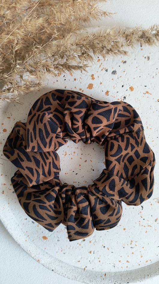 gumki do włosów Scrunchie Jedwabna Cętki
