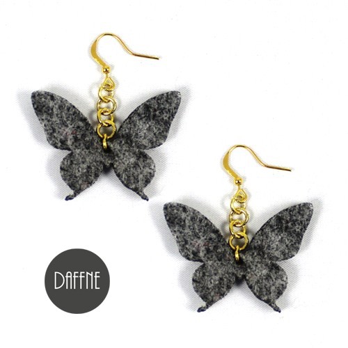 Gray Felt Butterfly with Gold by Daffne LOVINA PRINTS