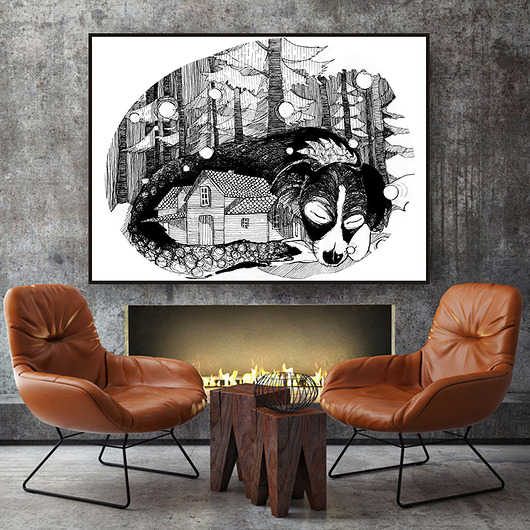 zimowy wieczór... art print a4 Parallel World