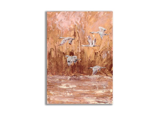 grafiki i ilustracje Obraz ręcznie malowany  "Lot nad Złotą Rzeką"