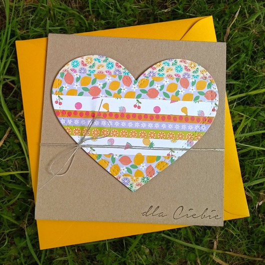 kartki scrapbooking Serce z recyklinku : DLA CIEBIE : owocowe
