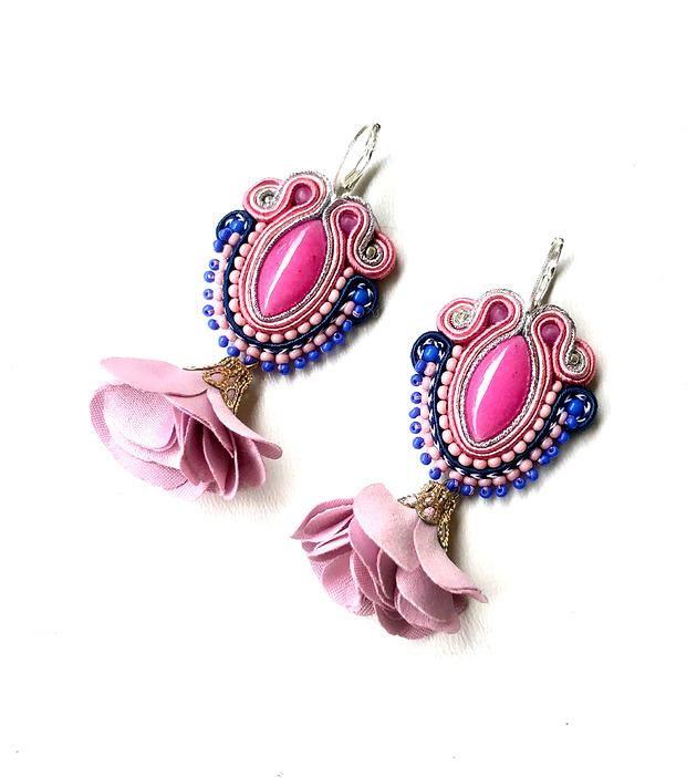 kolczyki soutache Sutaszowe kolczyki COSTA BLANCA z kwiatami