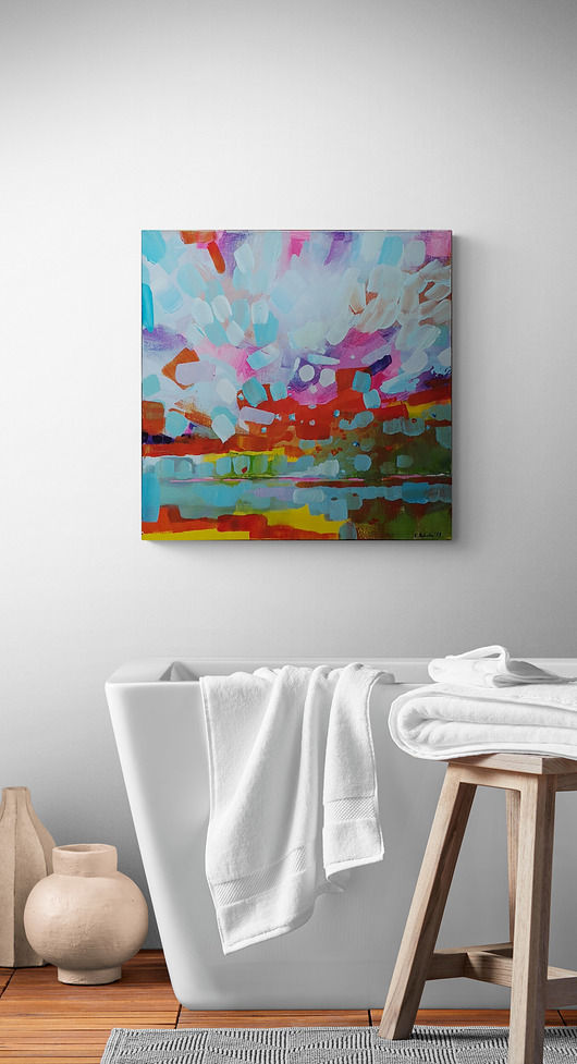 obrazy Obraz ręcznie malowany na płótnie 50x50 cm - abstrakcyjny pejzaż
