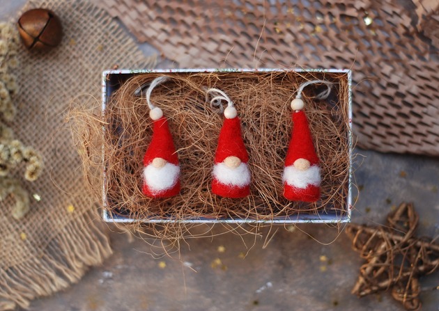 ozdoby choinkowe Świąteczne Mikołaje- komplet 3 sztuk