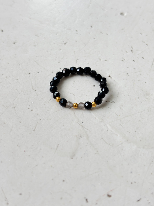 pierścionki elastyczne Pierścionek elastyczny Onyks i Kwarc Dymny