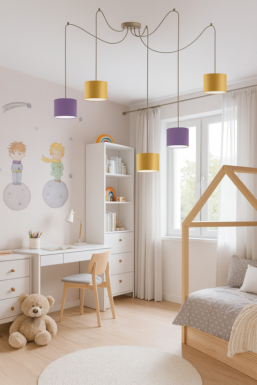 lampy do pokoju dziecka Kolorowa 5-płomienna lampa wisząca dla dzieci typu pająk WAIKIKI W5 KIDS