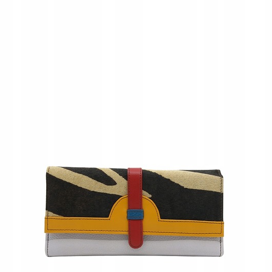 portfele damskie Portfel damski skórzany ze skrawków kolorowy przegródki na karty OLIVKA
