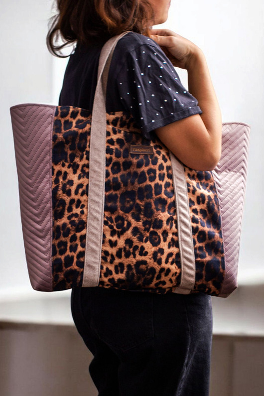 torby na ramię Shopperka z weluru panterka