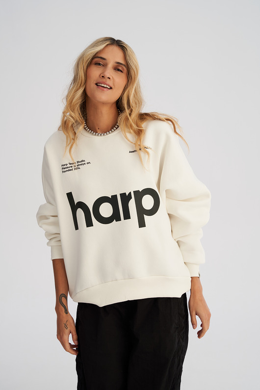 bluza bez kaptura damska Bluza bez kaptura LOOSE FIT bone HARP damska