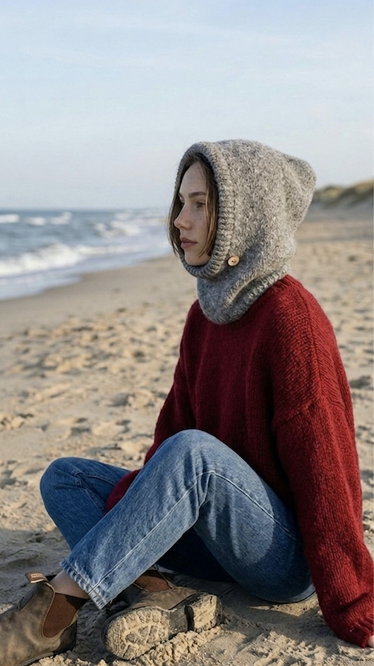 czapki damskie Ręcznie robiona balaclava miękki kapturokomin czapka z alpaką