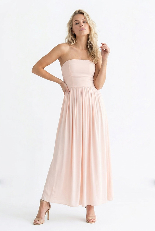 sukienki maxi damskie Elegancka sukienka koktajlowa maxi bez ramiączek - M1344