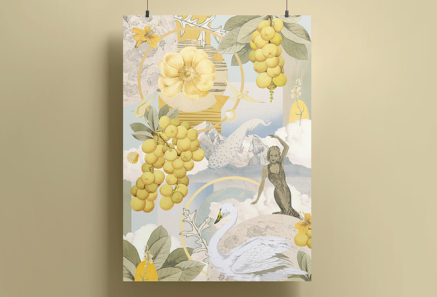 grafiki i ilustracje Plakat - kolaż - Fruity Dreamscape - A4