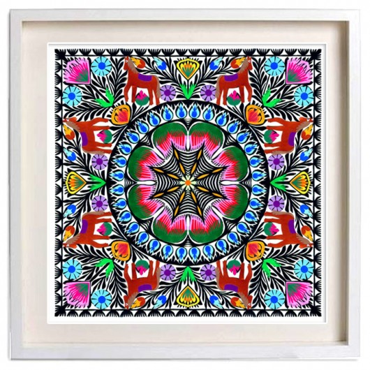 mandala z KOŃMI (Polish Art Paper Cut-Out) na ludowo