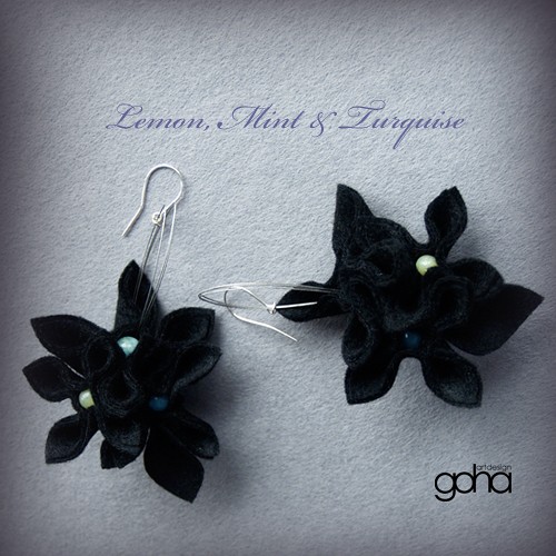 lemon, mint & turquise  -Biżuteria Autorska FlowerFelt Design