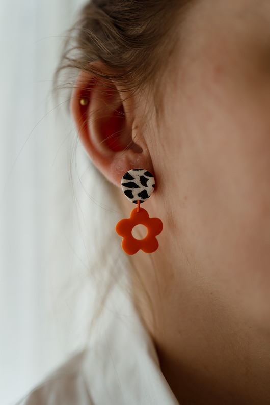 kolczyki z masy plastycznej Kolczyki MINI kwiatki
