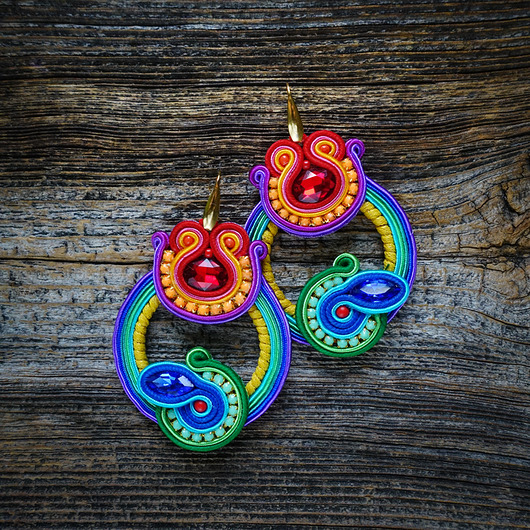 kolczyki soutache Gigi- duże i etniczne kolczyki soutache