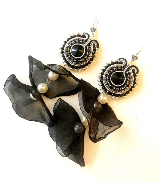 kolczyki soutache Sutaszowe kolczyki  BLACK