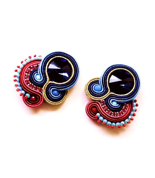 kolczyki soutache Sutaszowe kolczyki GRANATE