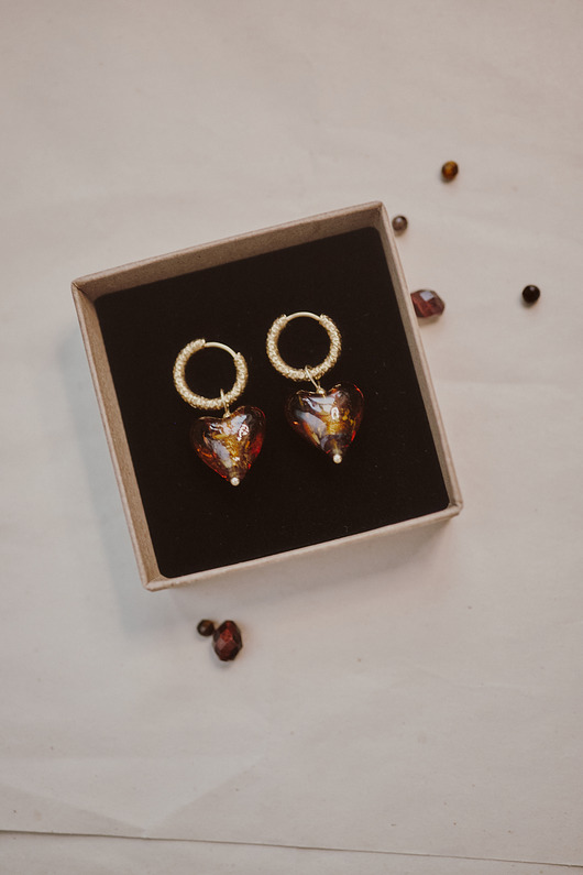 kolczyki szklane Cini, kolczyki szklane serca