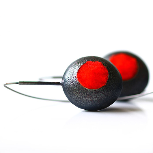 kolczyki wire wrapping Duże kolczyki srebrne soczysta czerwień