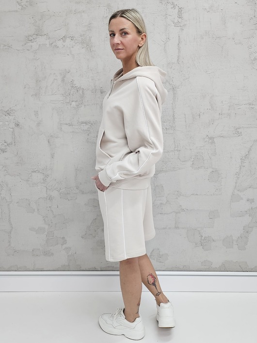 komplety damskie Dita komplet bluza na zamek i spodenki z lamówkamii Cloud