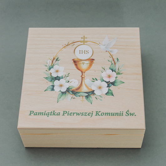 komunia - pozostałe Eleganckie Pudełko na Różaniec z Twoją Dedykacją I Komunia Św.