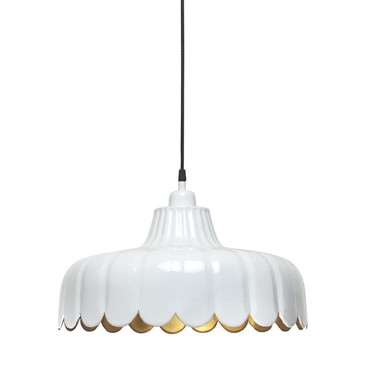 lampy wiszące Unikatowa lampa wisząca Wells w kolorze białym ze złotym wnętrzem