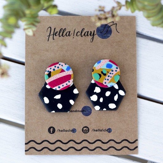 Kolorowe kolczyki handmade Hellaclay