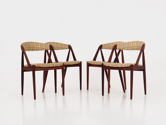 krzesła Komplet czterech krzeseł tekowych, duński design, lata 70, Kai Kristiansen