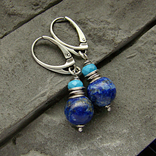 Kolczyki Lapis lazuli i turkus RayOfArt