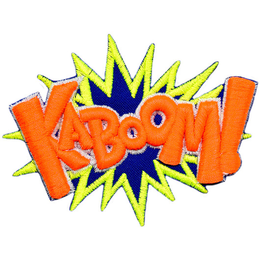 naszywki na ubrania Naszywka naprasowanka KABOOM fluo 3D termoprzylepna haftowana 9x7cm