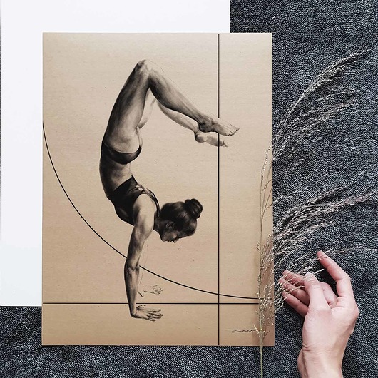 plakaty pozycja Skorpiona joga grafika print papier kraft