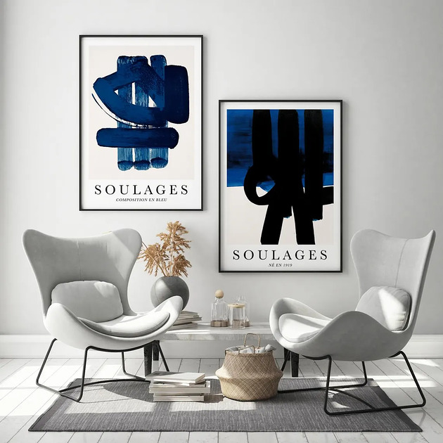 plakaty Soulages blue - zestaw 2 plakatów