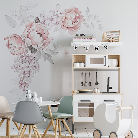 naklejki ścienne do pokoju dziecka Naklejka "Pink peonies-bouquets"
