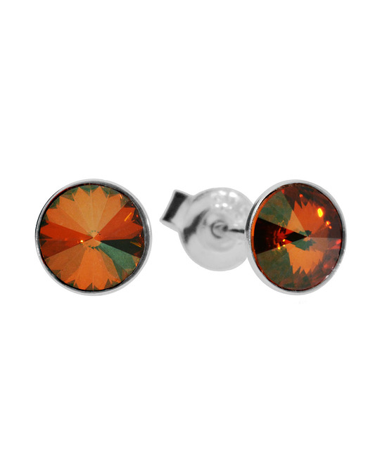 kolczyki swarovski Małe kolczyki sztyfty brązowe oczka Swarovski
