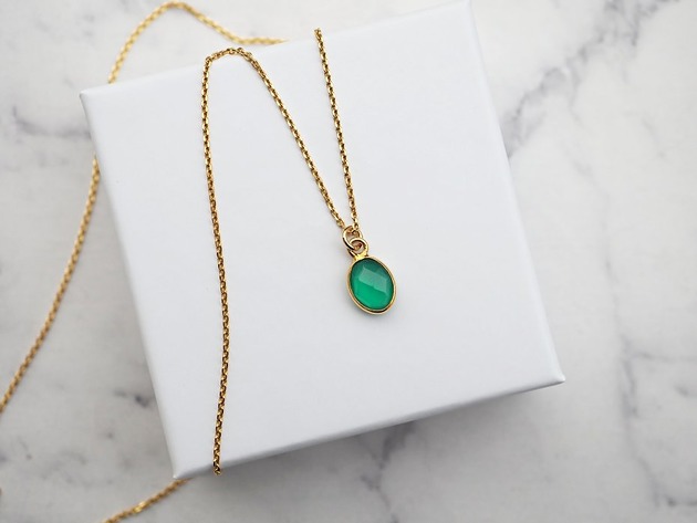 wisiory Naszyjnik z zielonym agatem