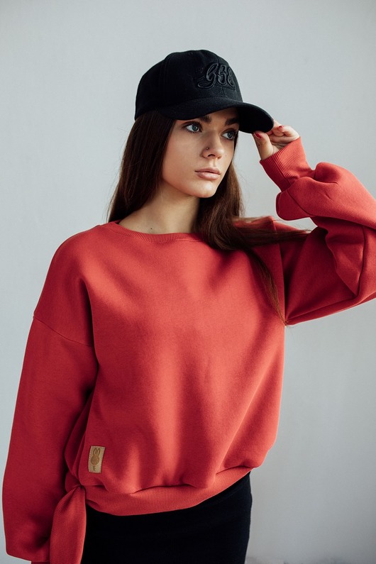 bluza bez kaptura damska Bluza OVERSIZE DAMSKA MALINOWY KRÓLIK Z USZAMI