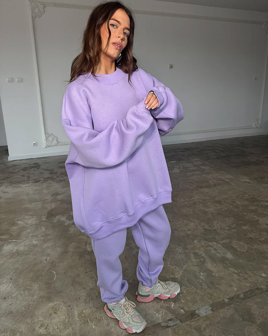 bluza z kapturem damska Bluza Cheer long lavender