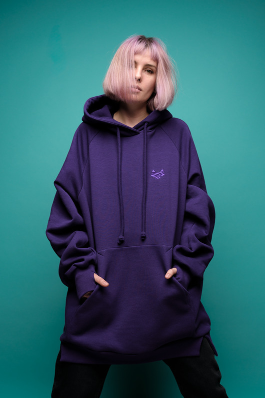 bluza z kapturem damska Bluza SUMO fioletowa / oversize hoodie