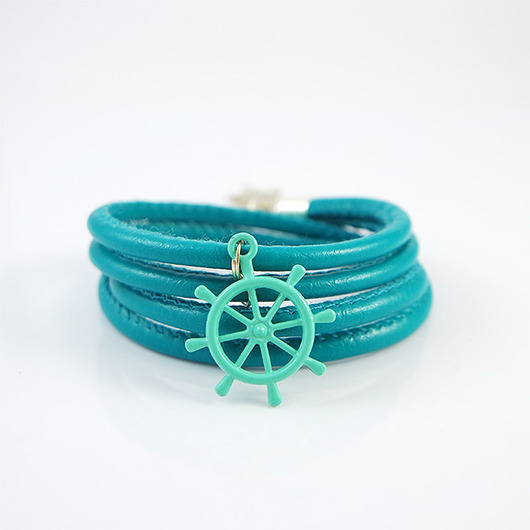 bransoletki - inne Bransoletka - Kotwica 2 - rzemienie, owijana