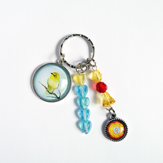 breloki Breloczek - Żółty ptaszek, mandala