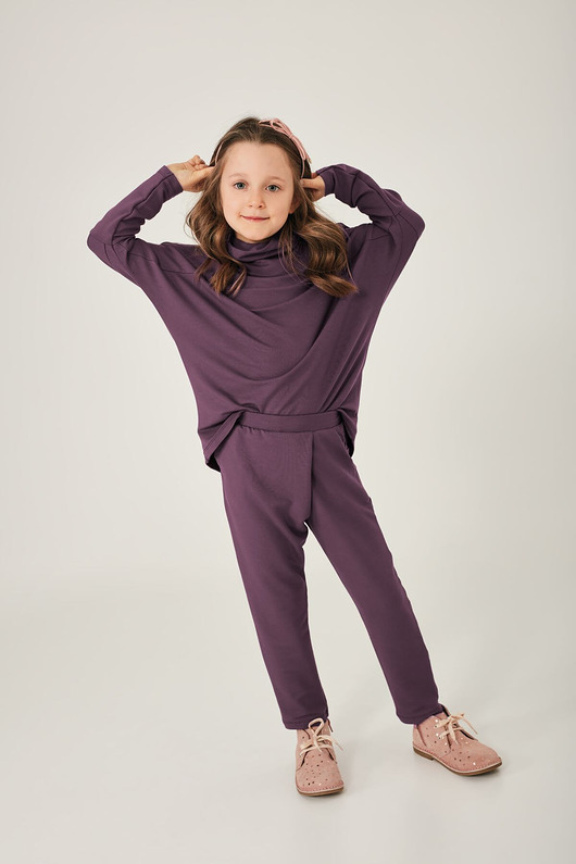 bluzy dla dziewczynki Dziewczęca bluza oversize - fioletowa bawełna