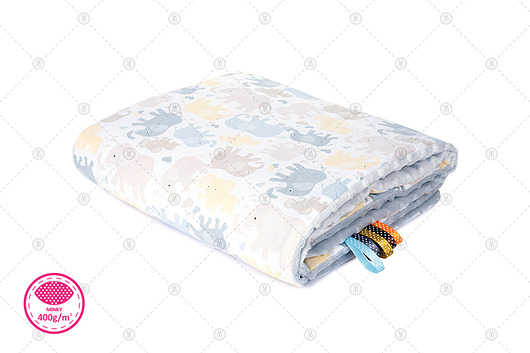 Ocieplany Kocyk Minky 75x100cm - Kremowe Słoniki Makaszka
