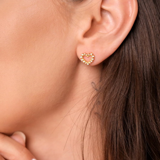 kolczyki pozłacane Złote kolczyki "Sweet Hearts" na sztyfcie - srebro 925 pozłacane