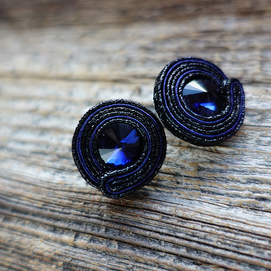 kolczyki soutache Atramentowe niebo - kolczyki soutache