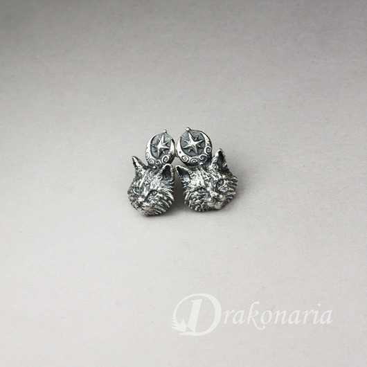 kolczyki wire wrapping Gwiezdne kotki